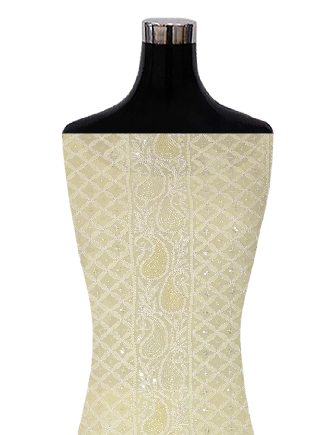 Ada Hand Embroidered Lime Green Ombre Shade Pure Georgette Lucknowi Chikankari Unstitched Kurta Dupatta Set With Pearl Work 01A382783