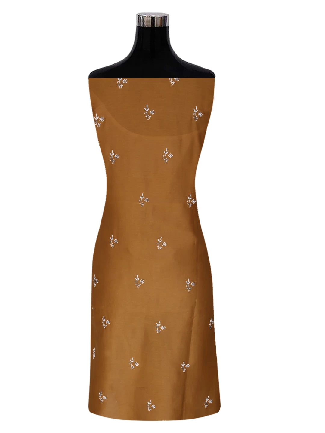 Ada Hand Embroidered Brown Chanderi Lucknowi Chikankari Semi-Stitched Suit Piece With Zari Work 01A408211