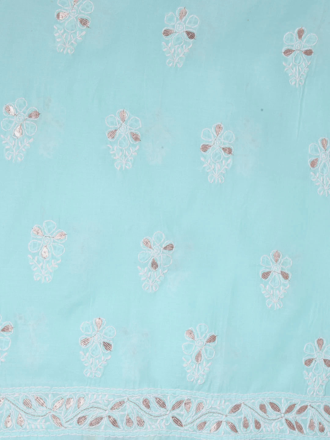 Ada Hand Embroidered Sea Green Cotton Lucknowi Chikankari Unstitched Kurta Piece With Gotapatti Work 01A388058