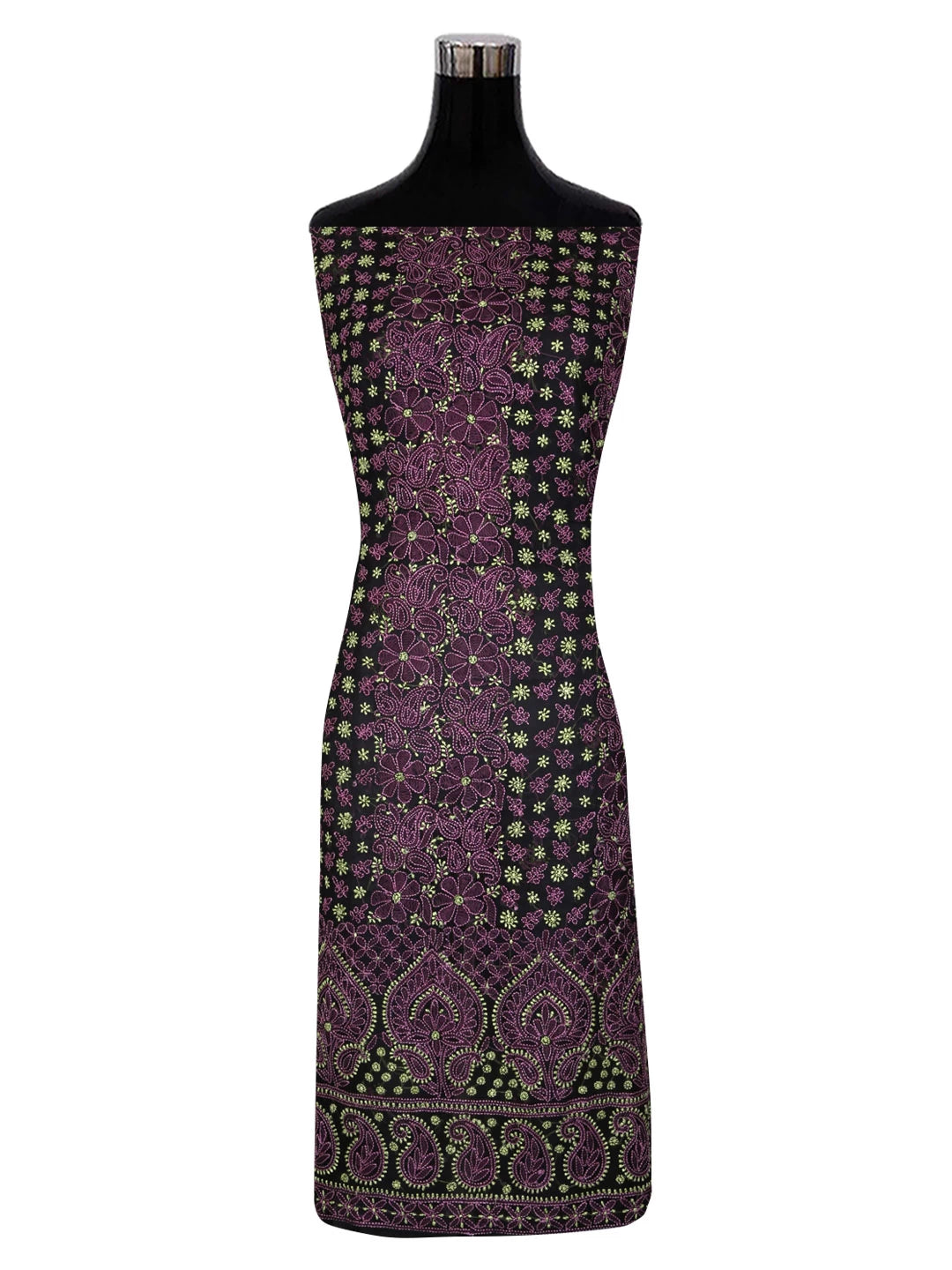 Ada Hand Embroidered Black Georgette Lucknowi Chikankari Unstitched Suit Set A211170