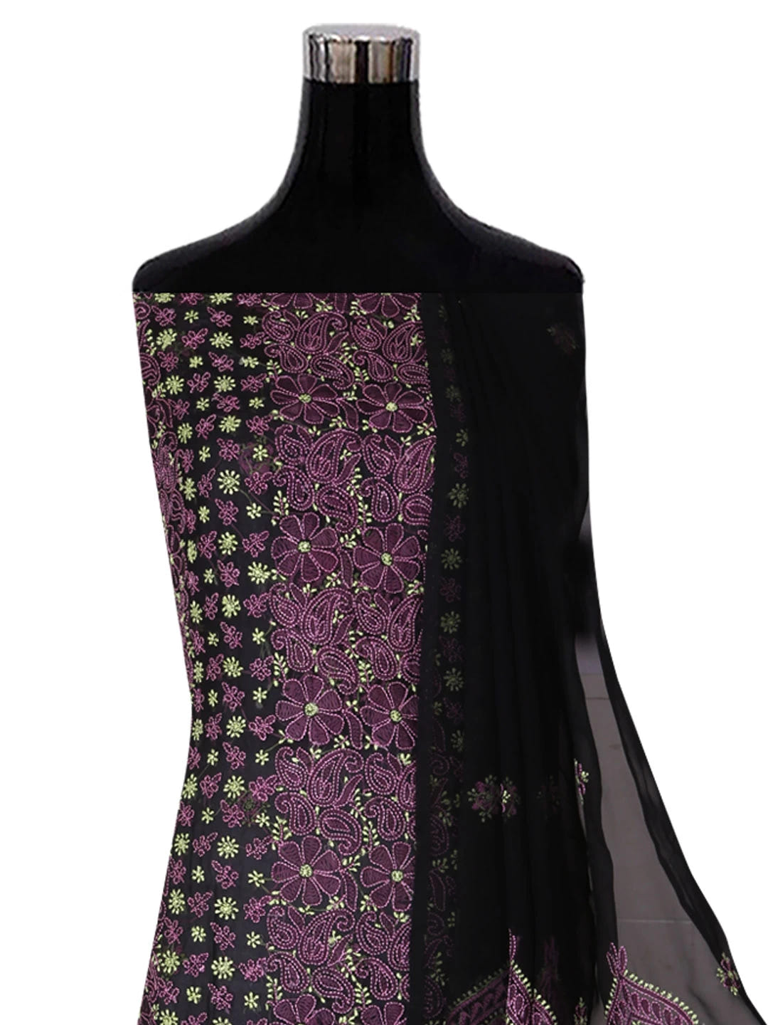 Ada Hand Embroidered Black Georgette Lucknowi Chikankari Unstitched Suit Set A211170