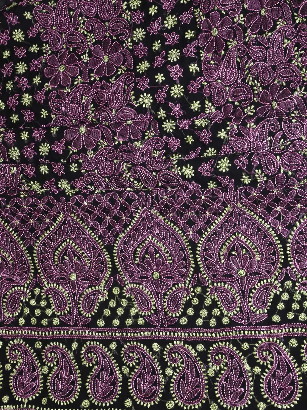 Ada Hand Embroidered Black Georgette Lucknowi Chikankari Unstitched Suit Set A211170