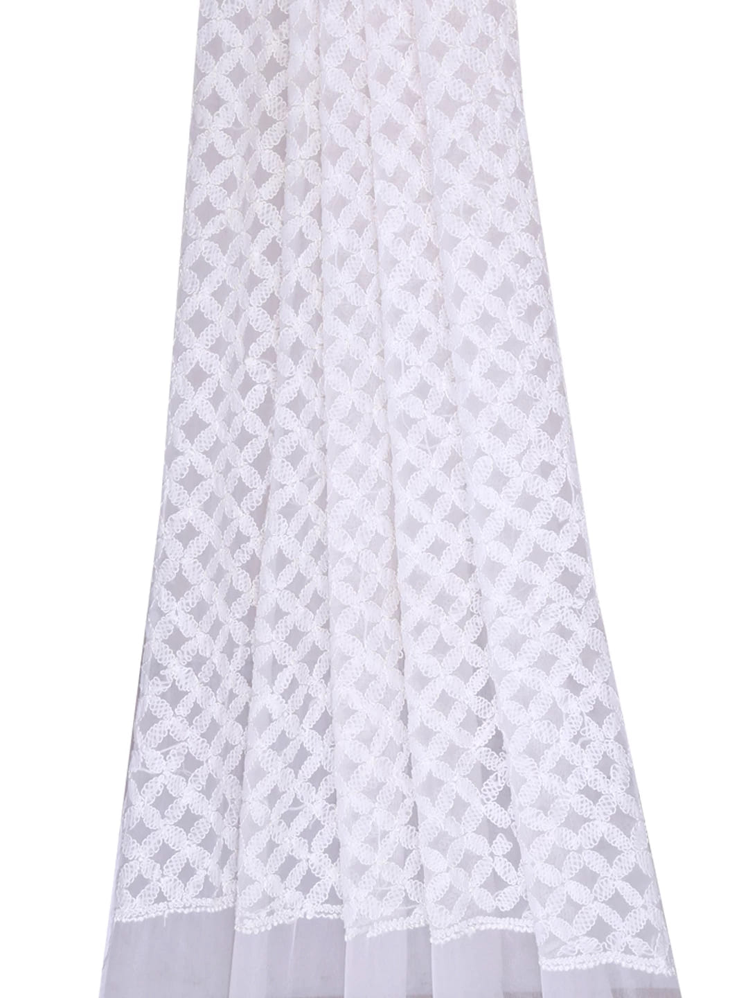 Ada Hand Embroidered White Georgette Lucknowi Chikankari Dupatta A624078