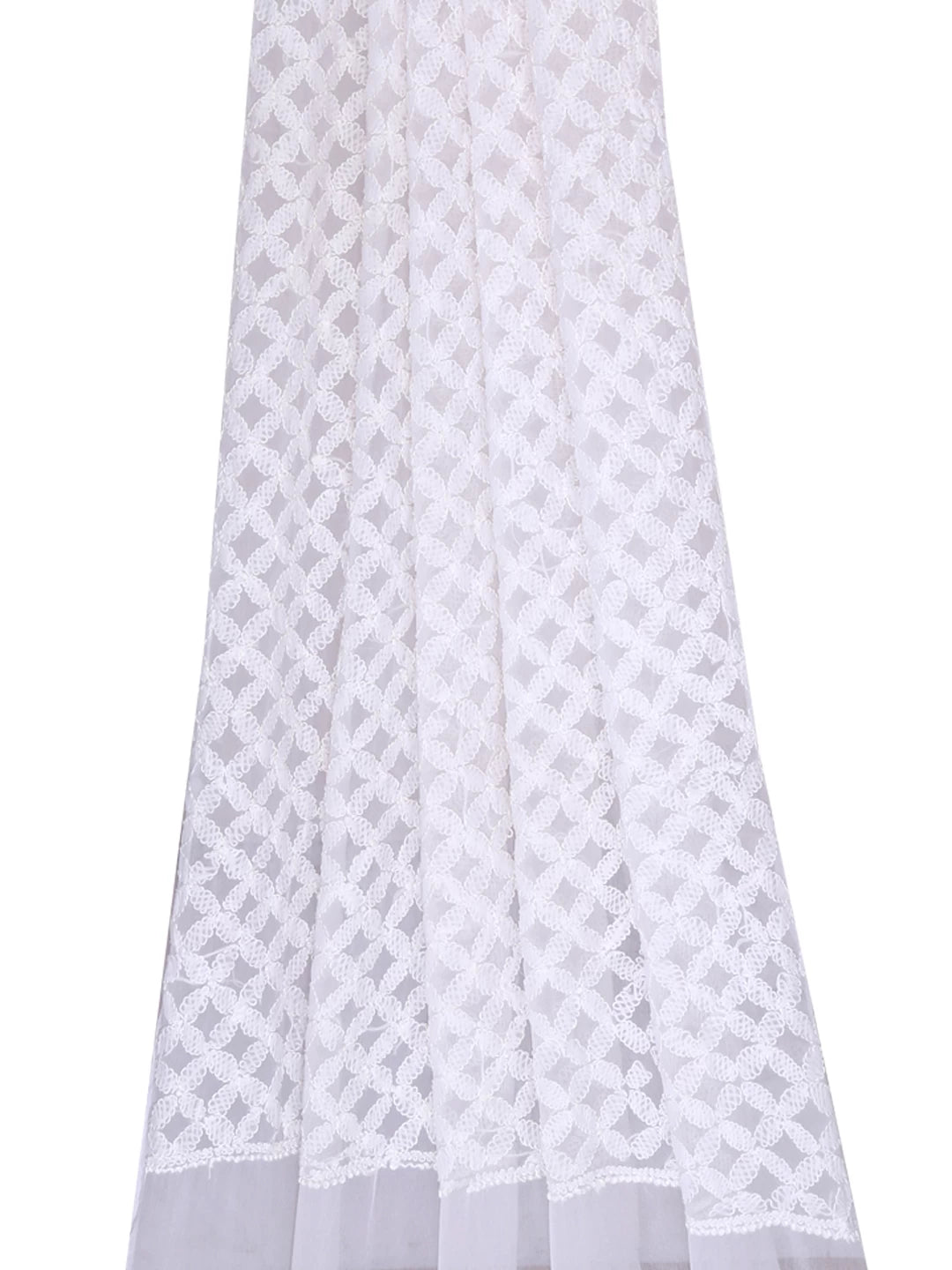 Ada Hand Embroidered White Georgette Lucknowi Chikankari Dupatta A624078
