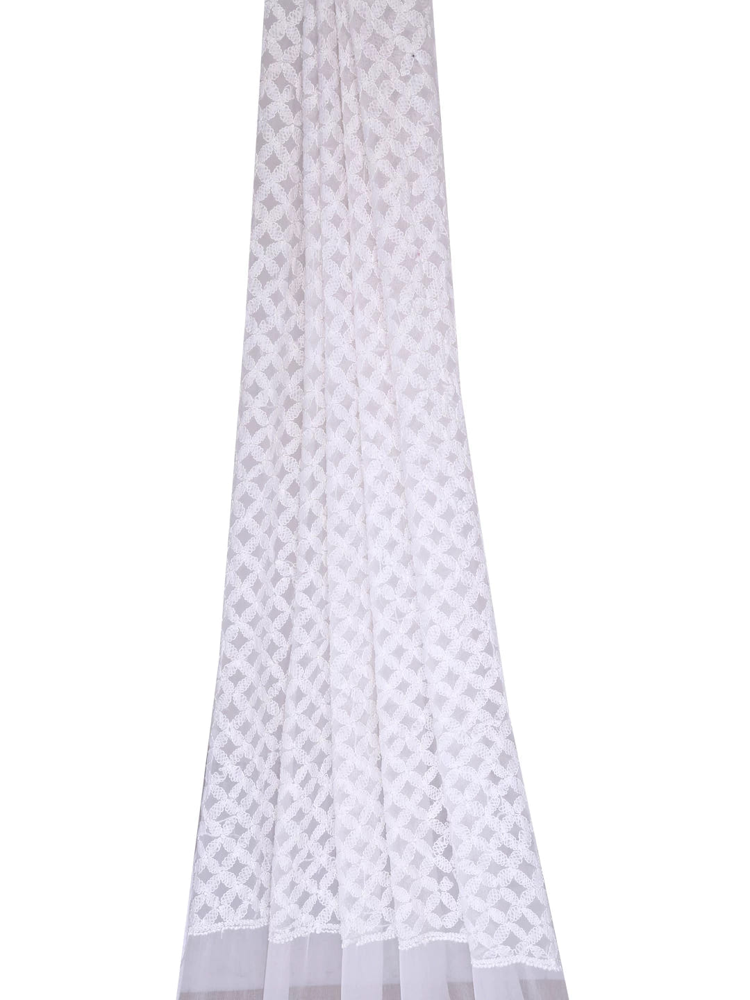 Ada Hand Embroidered White Georgette Lucknowi Chikankari Dupatta A624078