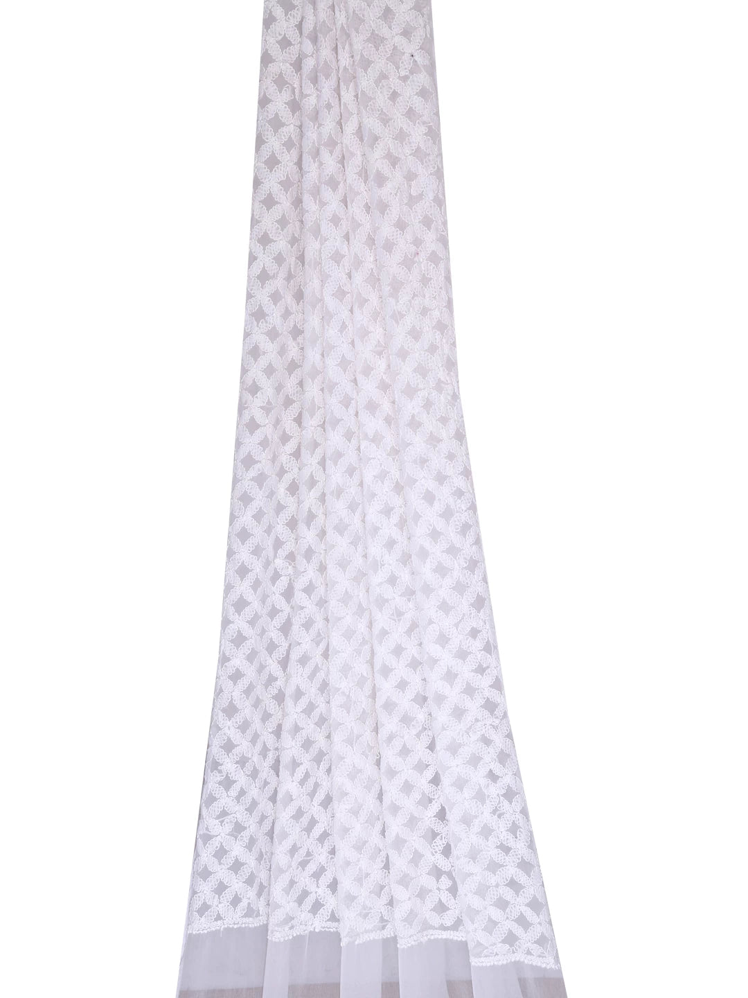Ada Hand Embroidered White Georgette Lucknowi Chikankari Dupatta A624078
