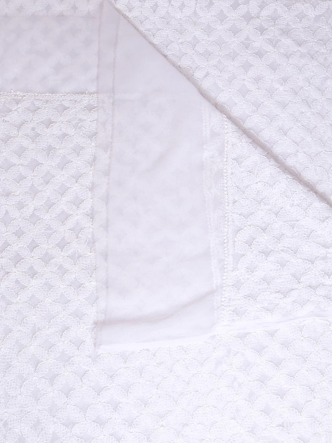 Ada Hand Embroidered White Georgette Lucknowi Chikankari Dupatta A624078