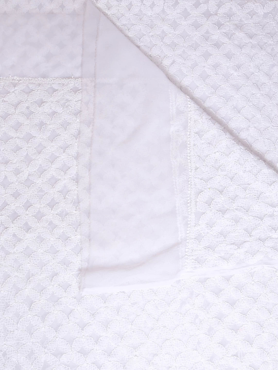 Ada Hand Embroidered White Georgette Lucknowi Chikankari Dupatta A624078