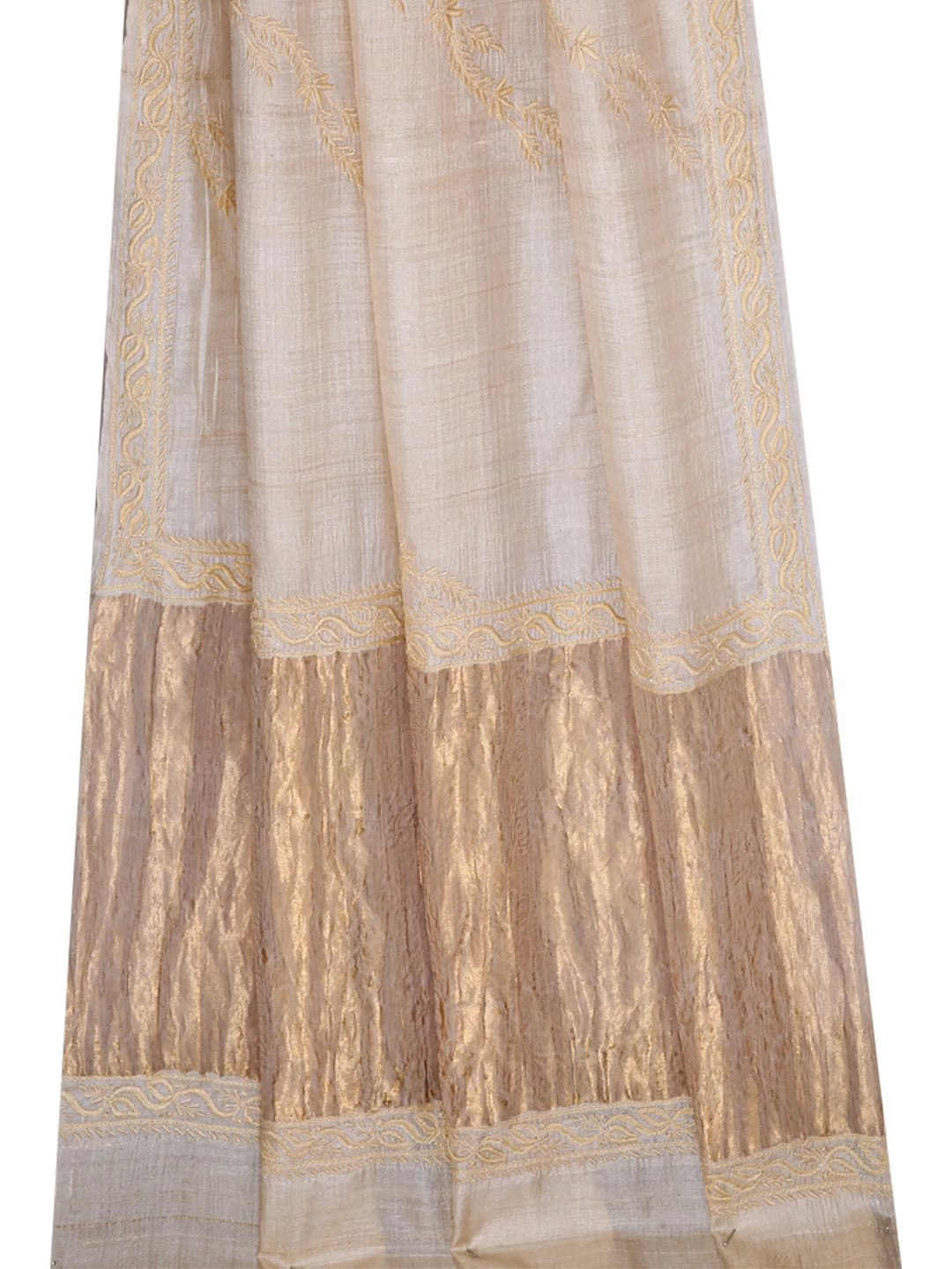 Ada Hand Embroidered Fawn Silk Lucknowi Chikankari Dupatta 01A256228