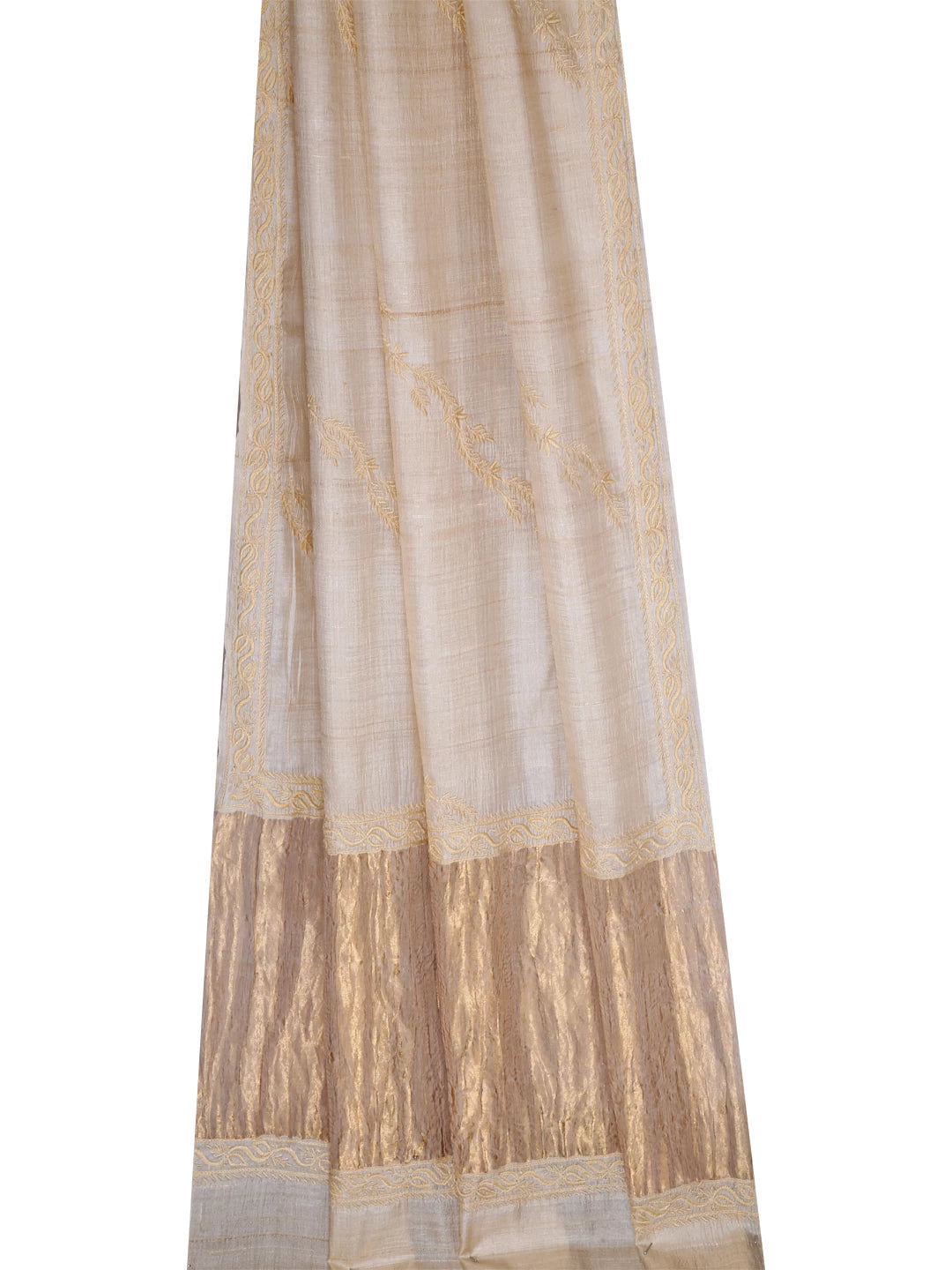 Ada Hand Embroidered Fawn Silk Lucknowi Chikankari Dupatta 01A256228