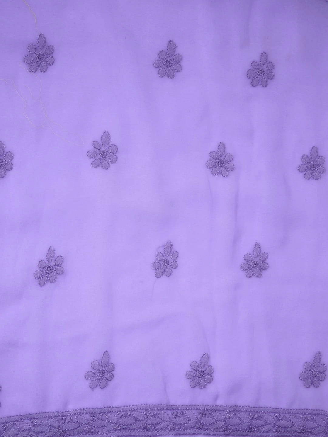 Ada Hand Embroidered Soft Purple Georgette Lucknowi Chikankari Unstitched Suit Piece A211280