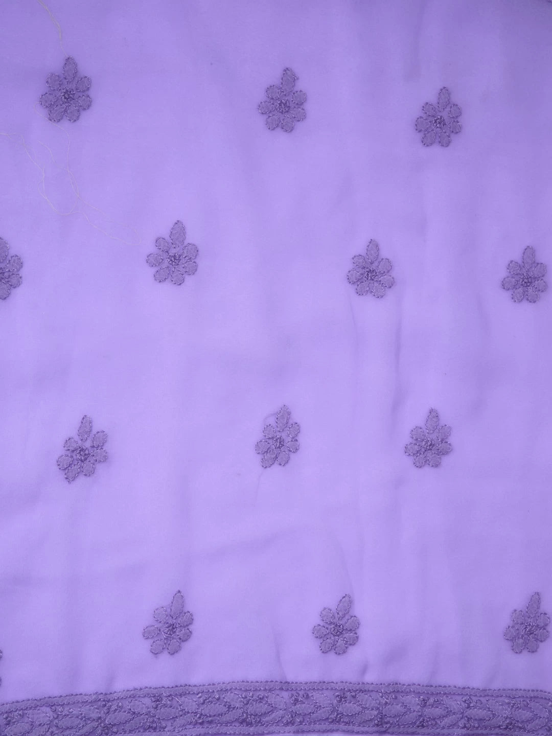 Ada Hand Embroidered Soft Purple Georgette Lucknowi Chikankari Unstitched Suit Piece A211280
