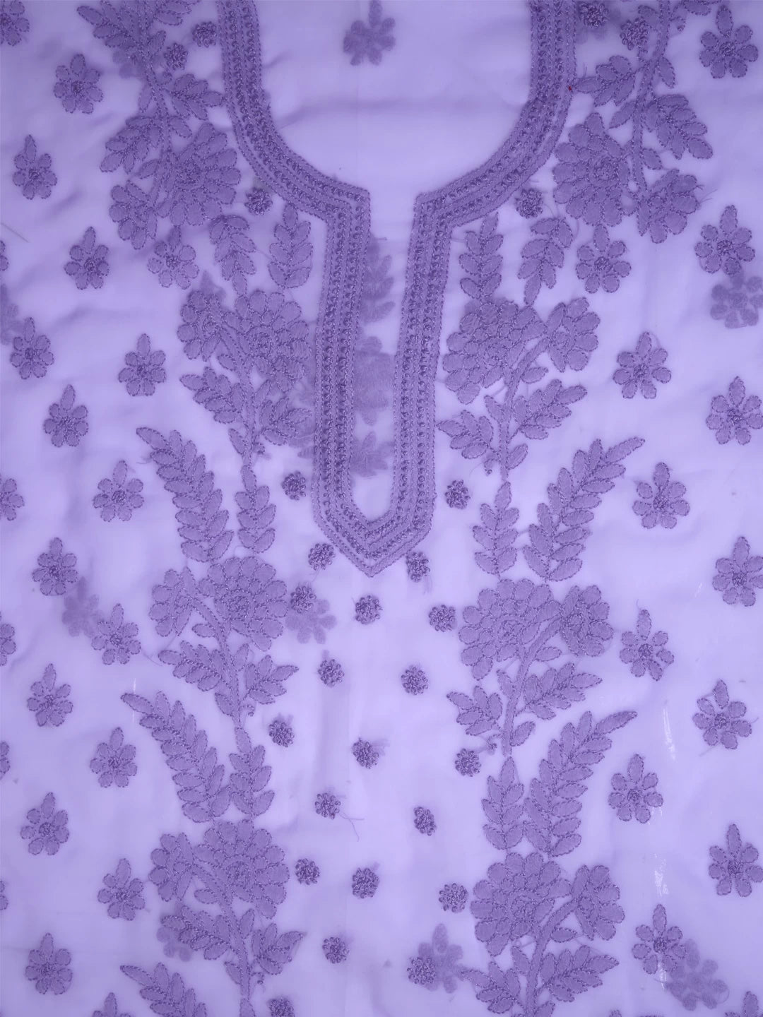 Ada Hand Embroidered Soft Purple Georgette Lucknowi Chikankari Unstitched Suit Piece A211280