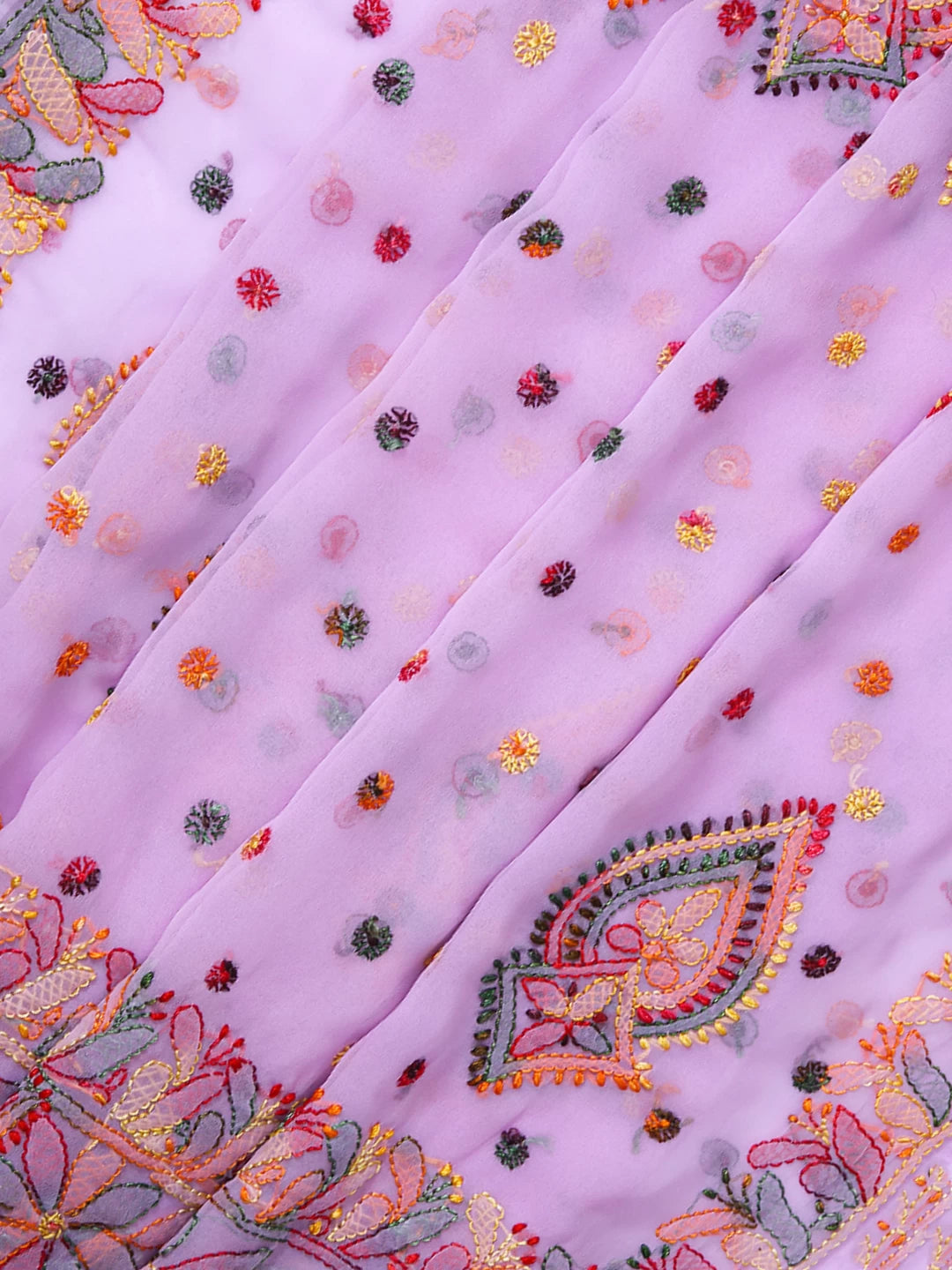 Ada Hand Embroidered Mauve Georgette Lucknowi Chikankari Saree With Blouse 01A365704