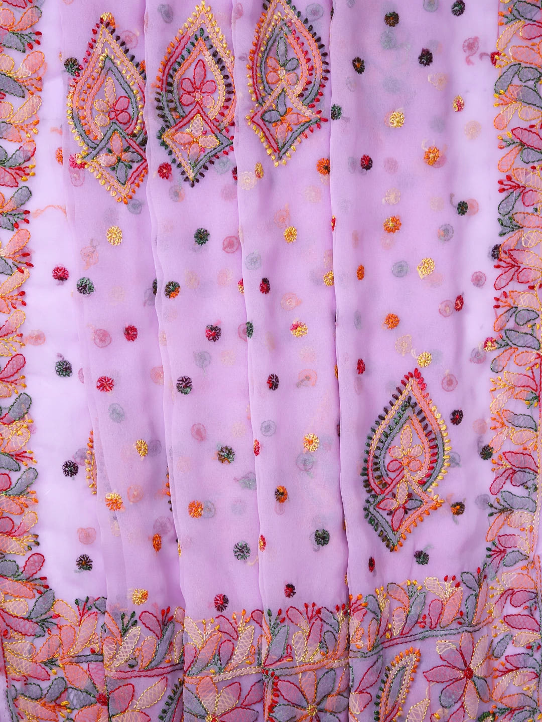 Ada Hand Embroidered Mauve Georgette Lucknowi Chikankari Saree With Blouse 01A365704