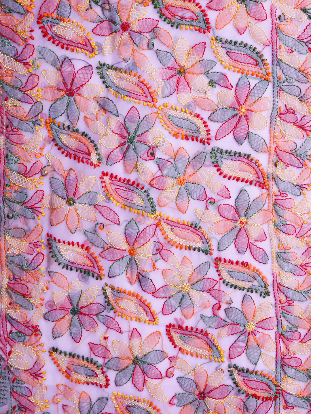 Ada Hand Embroidered Mauve Georgette Lucknowi Chikankari Saree With Blouse 01A365704
