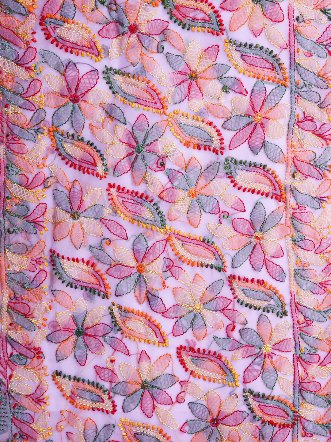 Ada Hand Embroidered Mauve Georgette Lucknowi Chikankari Saree With Blouse 01A365704