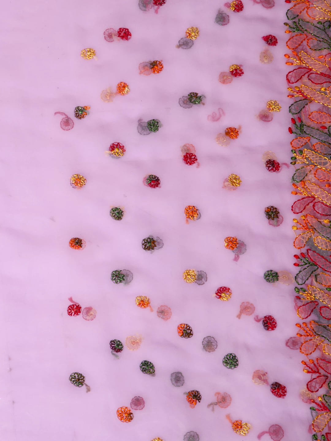 Ada Hand Embroidered Mauve Georgette Lucknowi Chikankari Saree With Blouse 01A365704