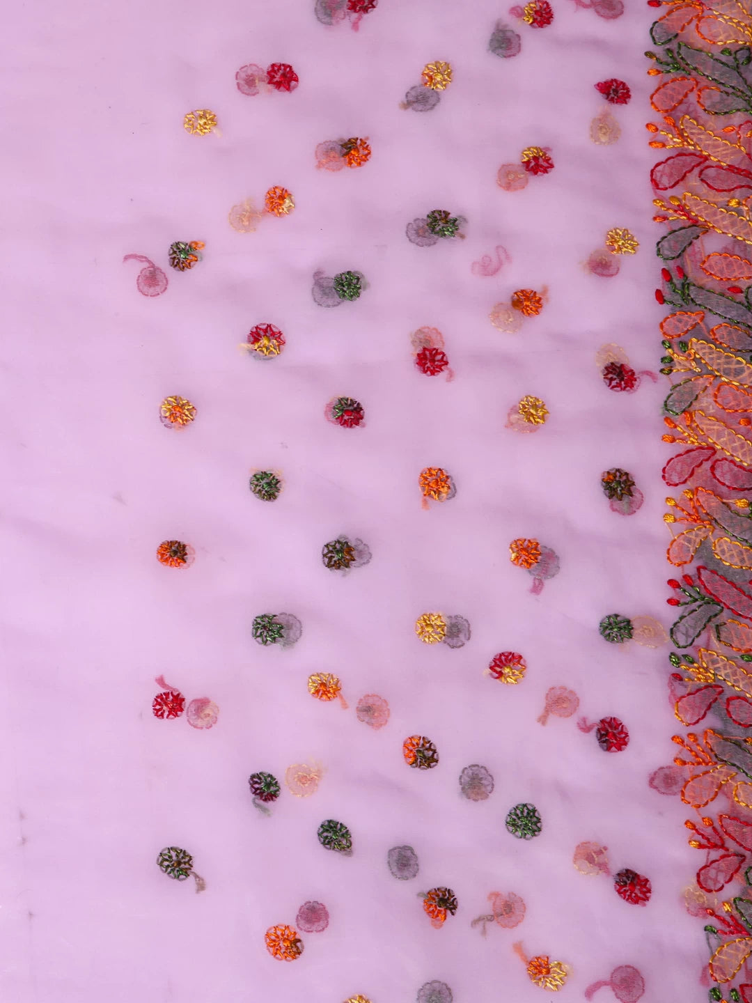 Ada Hand Embroidered Mauve Georgette Lucknowi Chikankari Saree With Blouse 01A365704