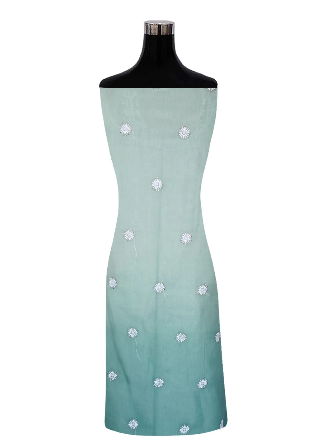 Ada Hand Embroidered Pastel Mint Green Ombre Shade Organza Lucknowi Chikankari Unstitched Kurta Dupatta Set With Muqaish Work 01A426540