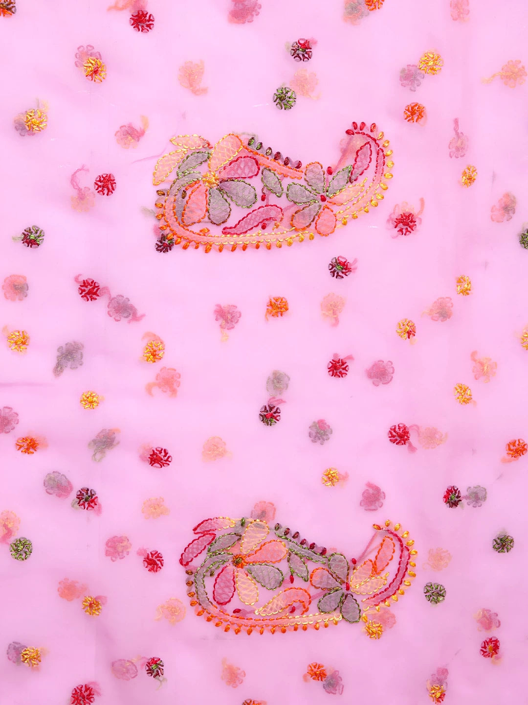 Ada Hand Embroidered Pink Georgette Lucknowi Chikankari Saree With Blouse 01A422752