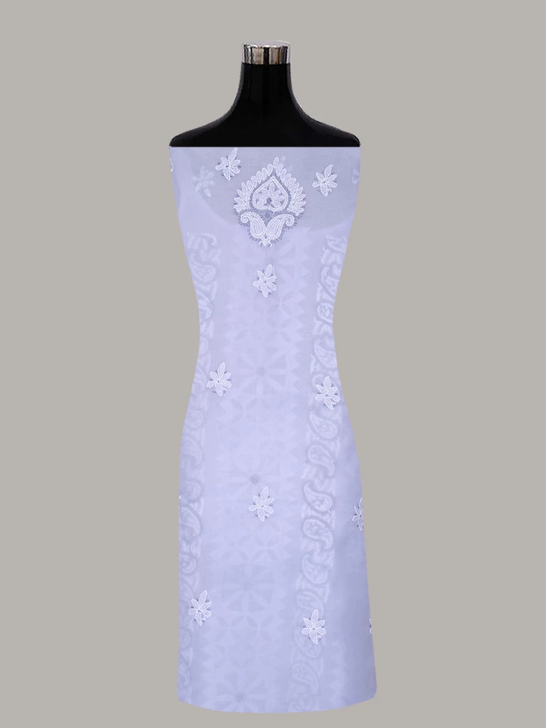 Ada Hand Embroidered Purple Blue Cotton Lucknowi Chikankari Unstitched Suit Piece 01A404869