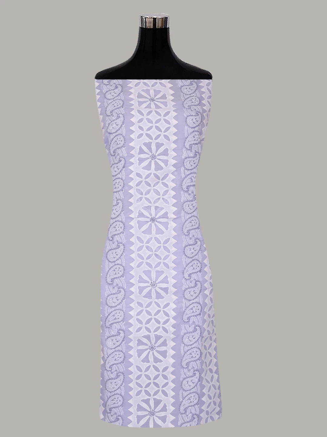 Ada Hand Embroidered Purple Blue Cotton Lucknowi Chikankari Unstitched Suit Piece 01A404869