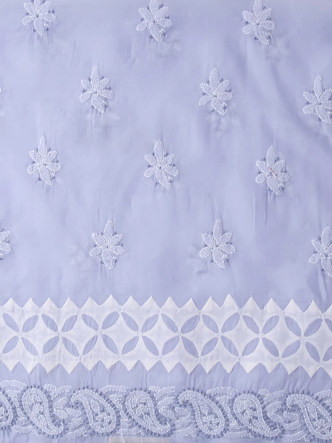 Ada Hand Embroidered Purple Blue Cotton Lucknowi Chikankari Unstitched Suit Piece 01A404869