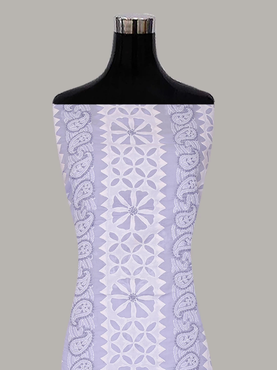 Ada Hand Embroidered Purple Blue Cotton Lucknowi Chikankari Unstitched Suit Piece 01A404869