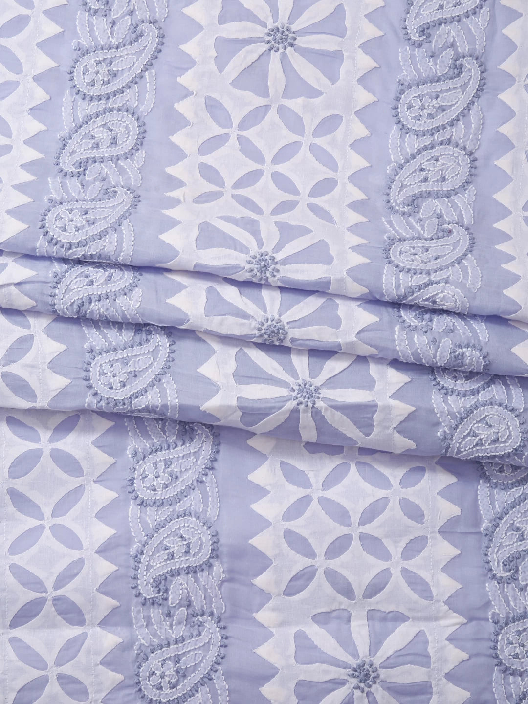 Ada Hand Embroidered Purple Blue Cotton Lucknowi Chikankari Unstitched Suit Piece 01A404869