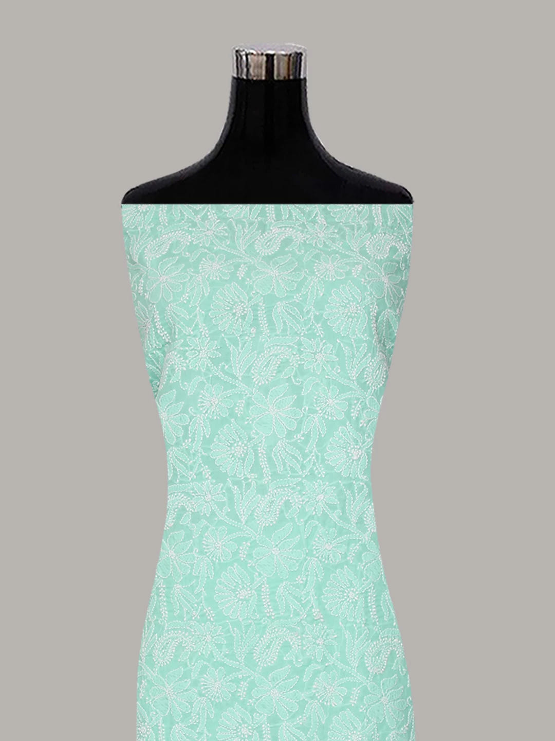 Ada Hand Embroidered Sea Green Cotton Lucknowi Chikankari Unstitched Suit Piece 01A421018