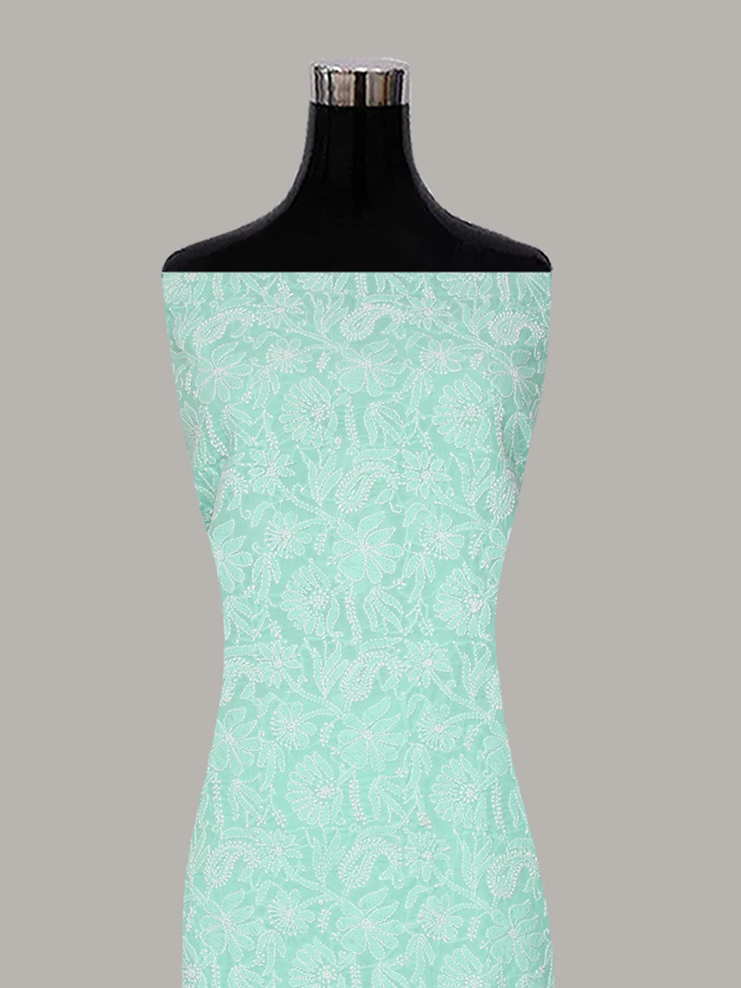 Ada Hand Embroidered Sea Green Cotton Lucknowi Chikankari Unstitched Suit Piece 01A421018