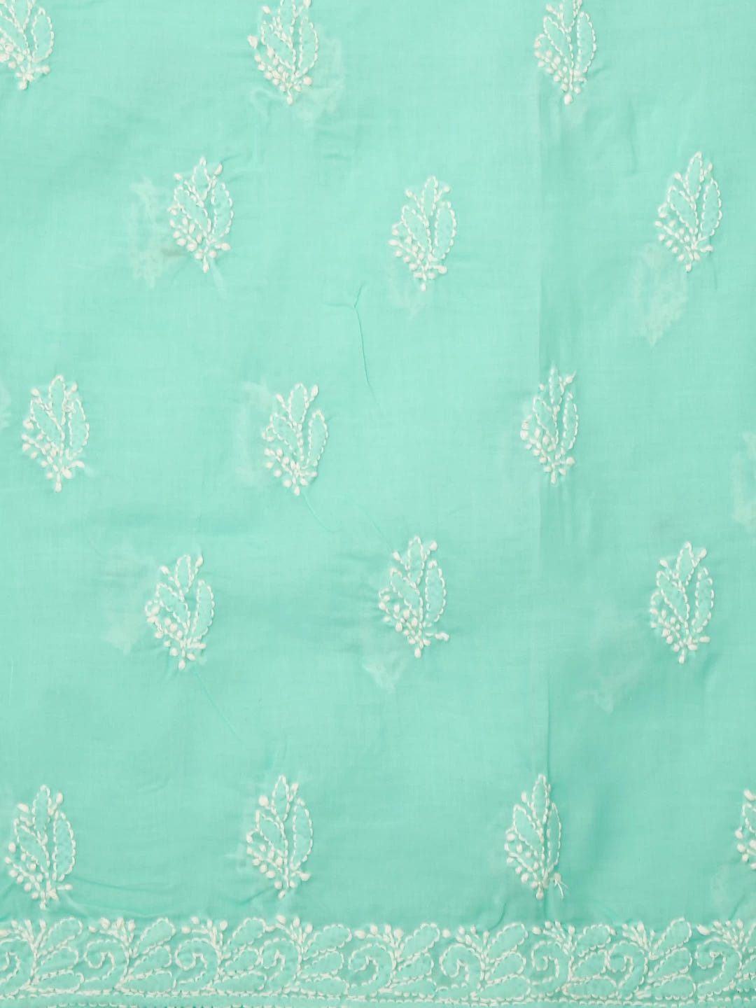 Ada Hand Embroidered Sea Green Cotton Lucknowi Chikankari Unstitched Suit Piece 01A421018