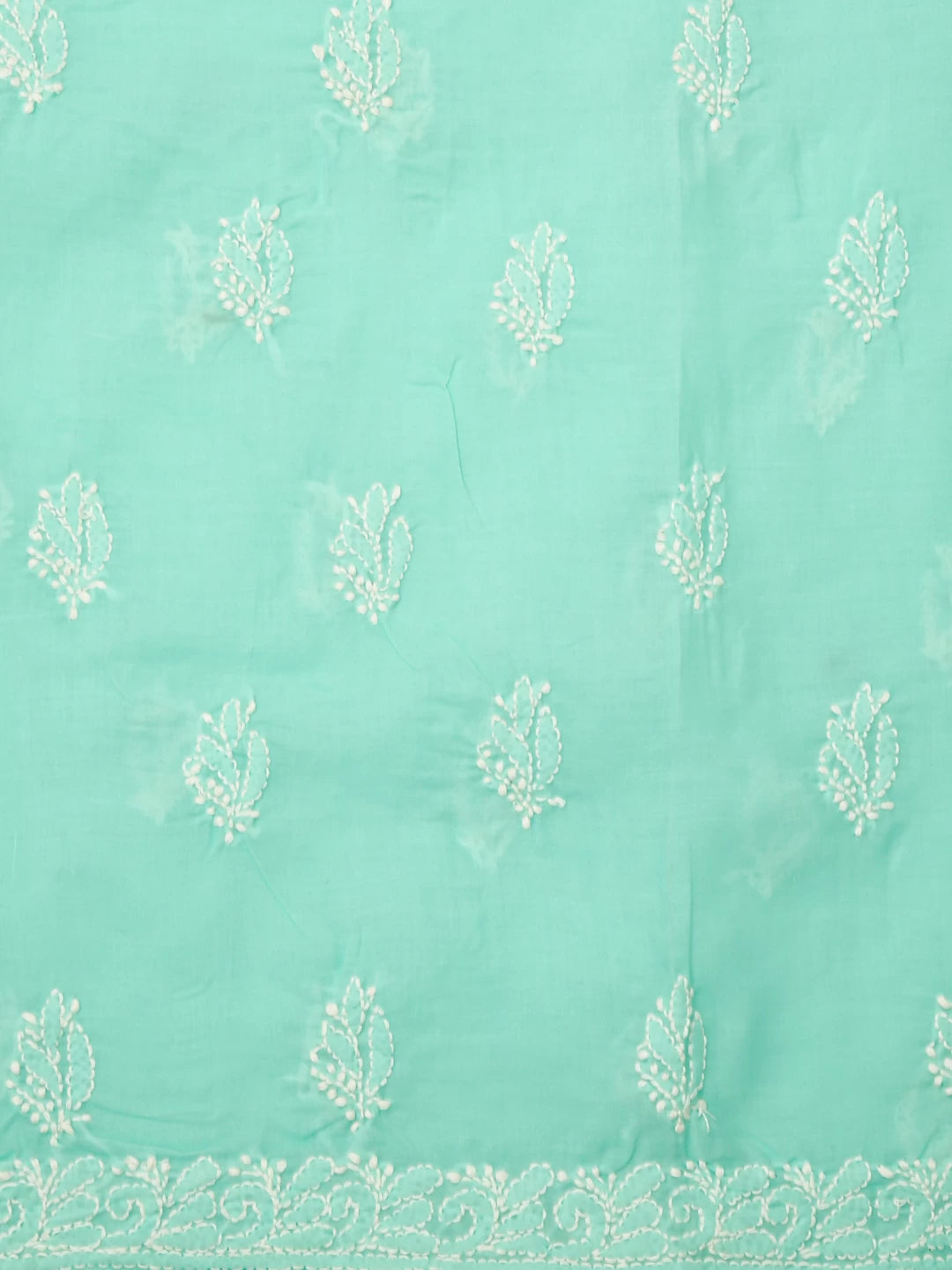 Ada Hand Embroidered Sea Green Cotton Lucknowi Chikankari Unstitched Suit Piece 01A421018