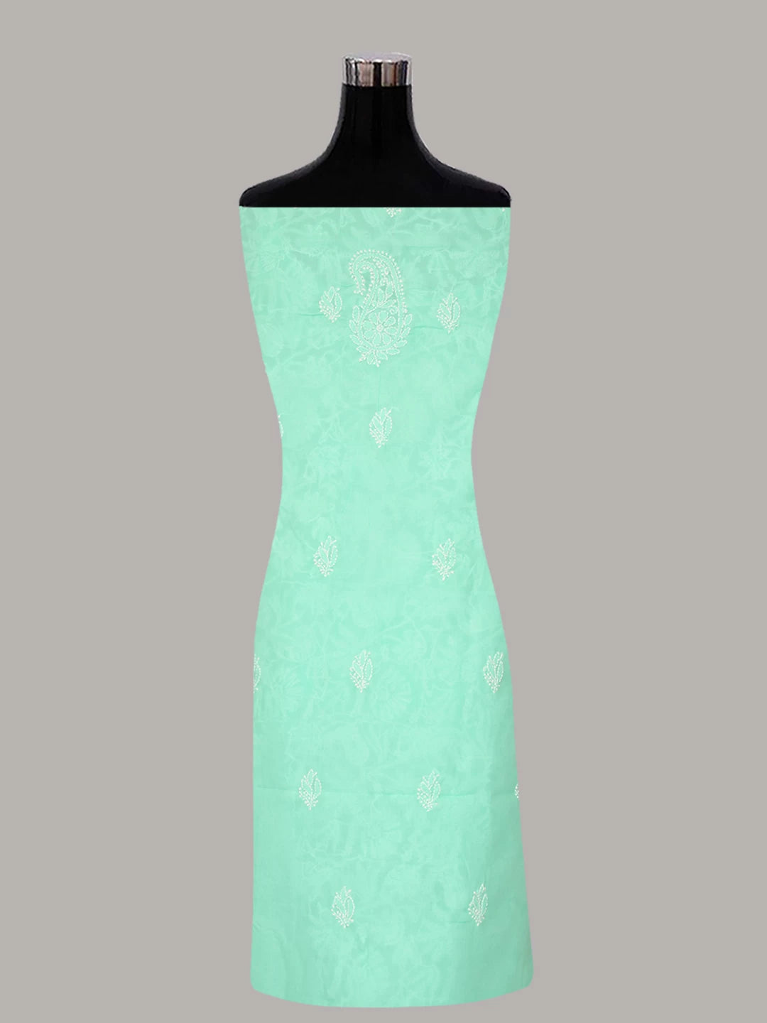 Ada Hand Embroidered Sea Green Cotton Lucknowi Chikankari Unstitched Suit Piece 01A421018