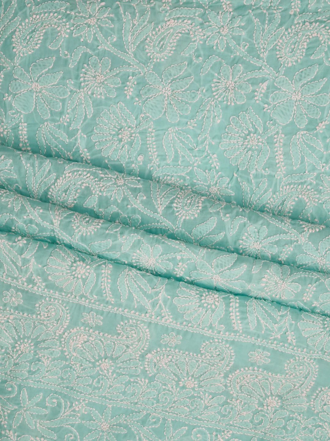 Ada Hand Embroidered Sea Green Cotton Lucknowi Chikankari Unstitched Suit Piece 01A421018