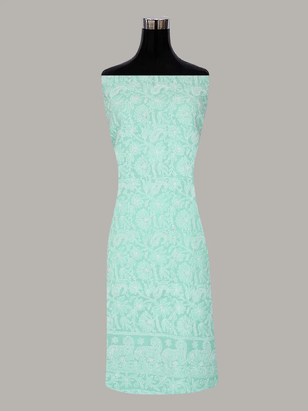 Ada Hand Embroidered Sea Green Cotton Lucknowi Chikankari Unstitched Suit Piece 01A421018