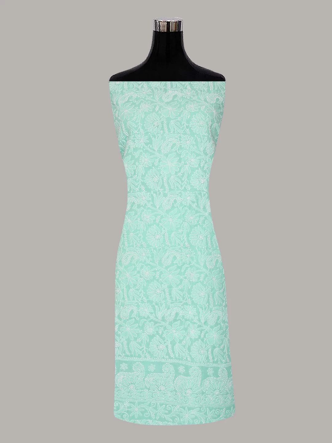 Ada Hand Embroidered Sea Green Cotton Lucknowi Chikankari Unstitched Suit Piece 01A421018