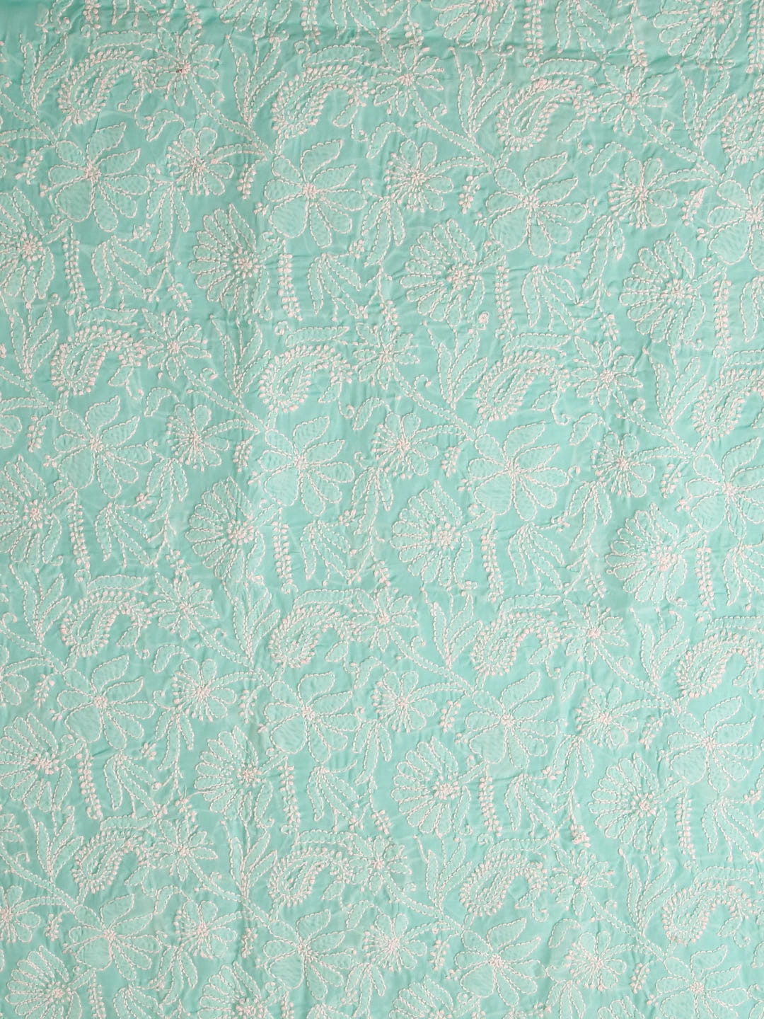 Ada Hand Embroidered Sea Green Cotton Lucknowi Chikankari Unstitched Suit Piece 01A421018