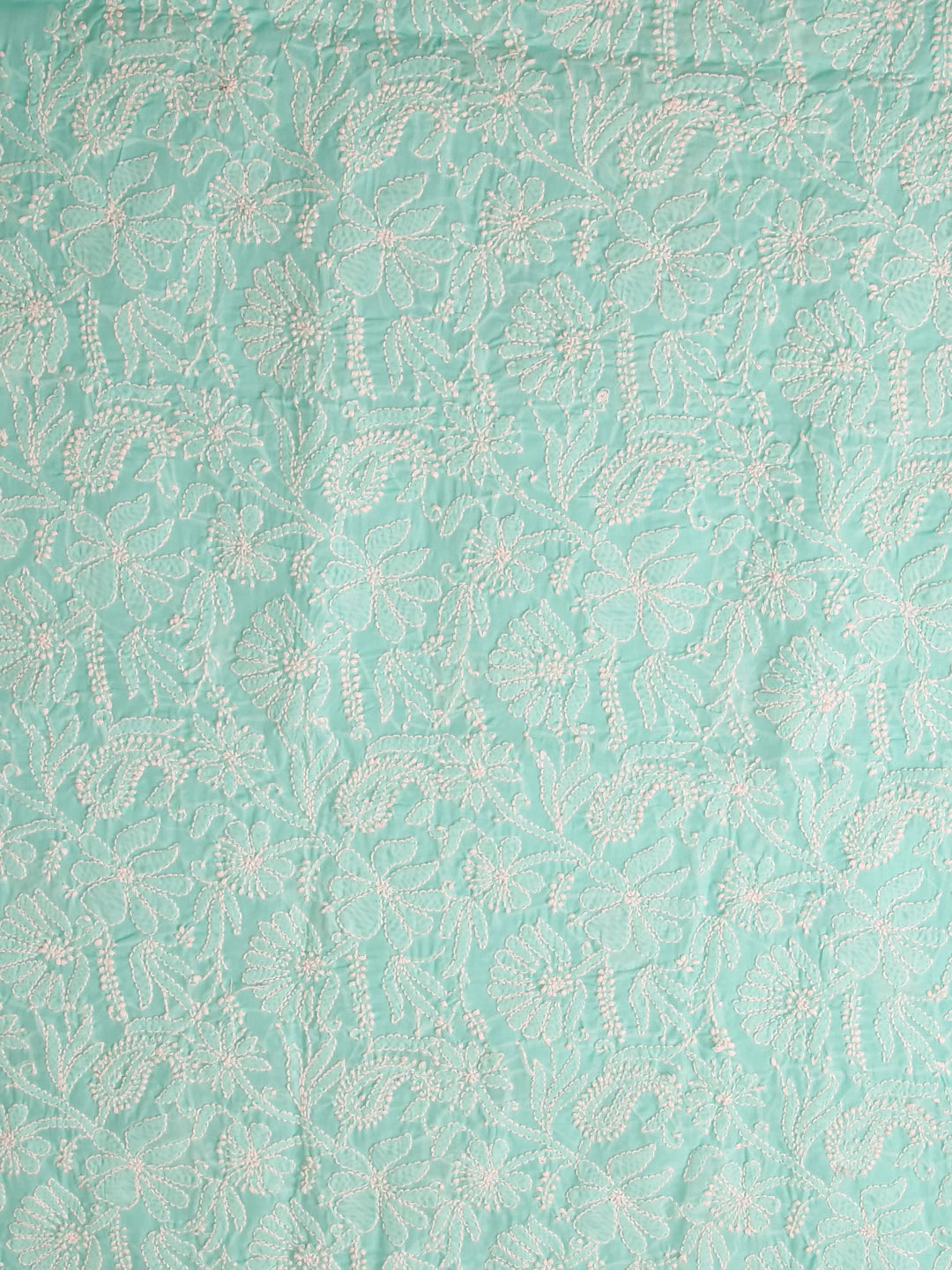 Ada Hand Embroidered Sea Green Cotton Lucknowi Chikankari Unstitched Suit Piece 01A421018