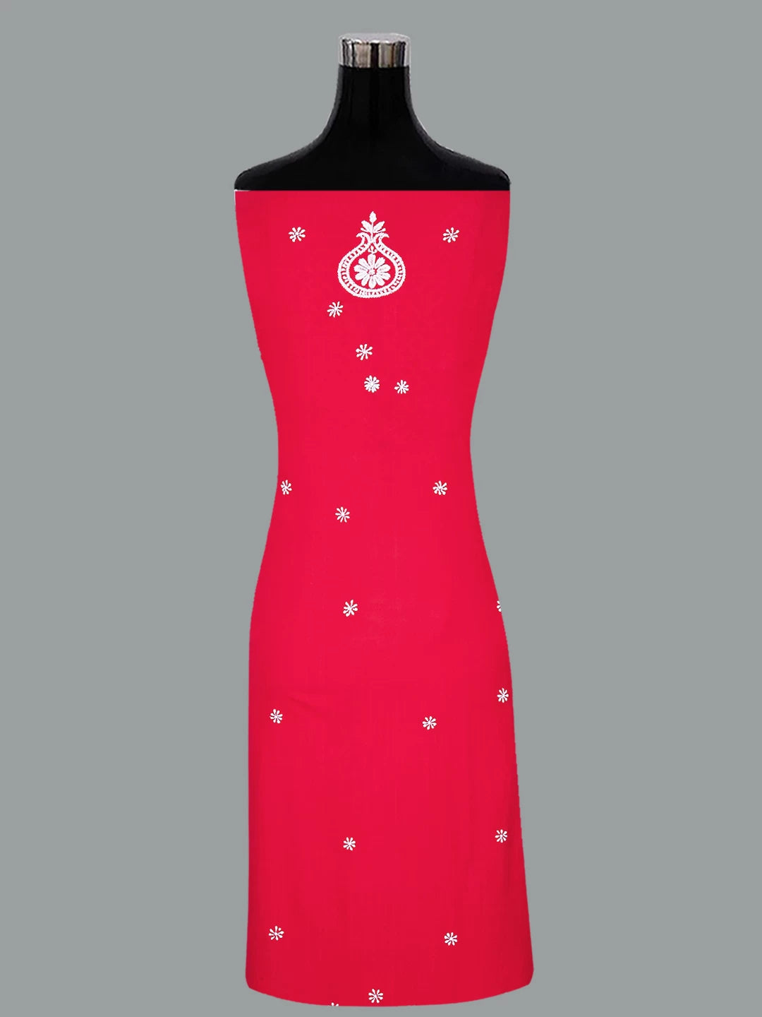 Ada Hand Embroidered Vermillion Red Modal Lucknowi Chikankari Unstitched Kurta Piece 01A337500