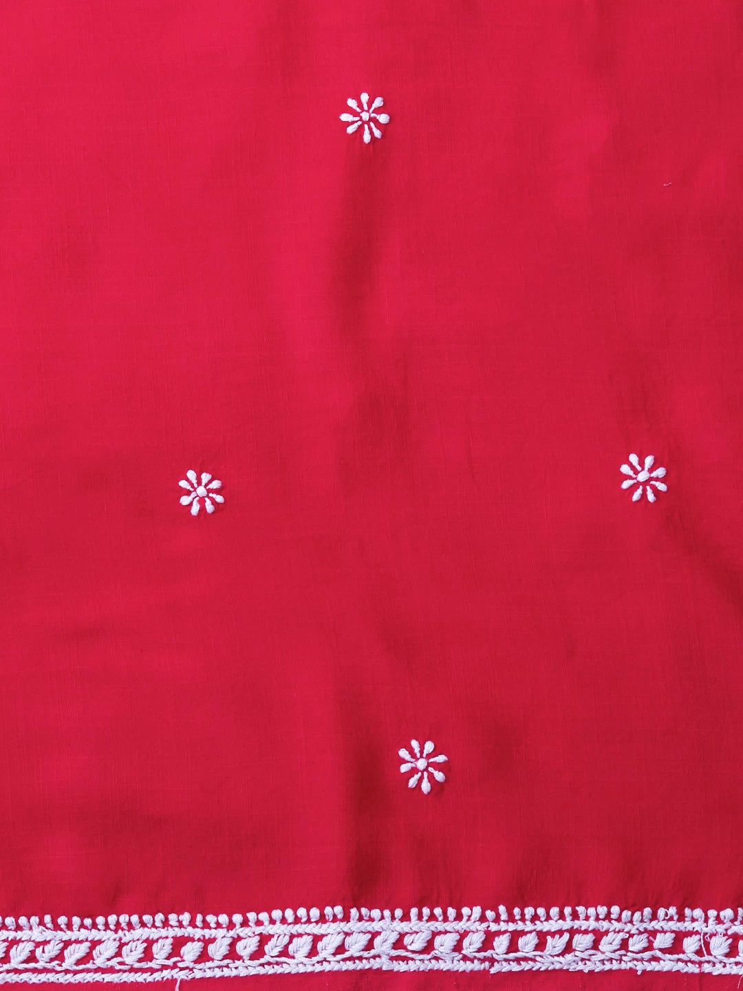 Ada Hand Embroidered Vermillion Red Modal Lucknowi Chikankari Unstitched Kurta Piece 01A337500