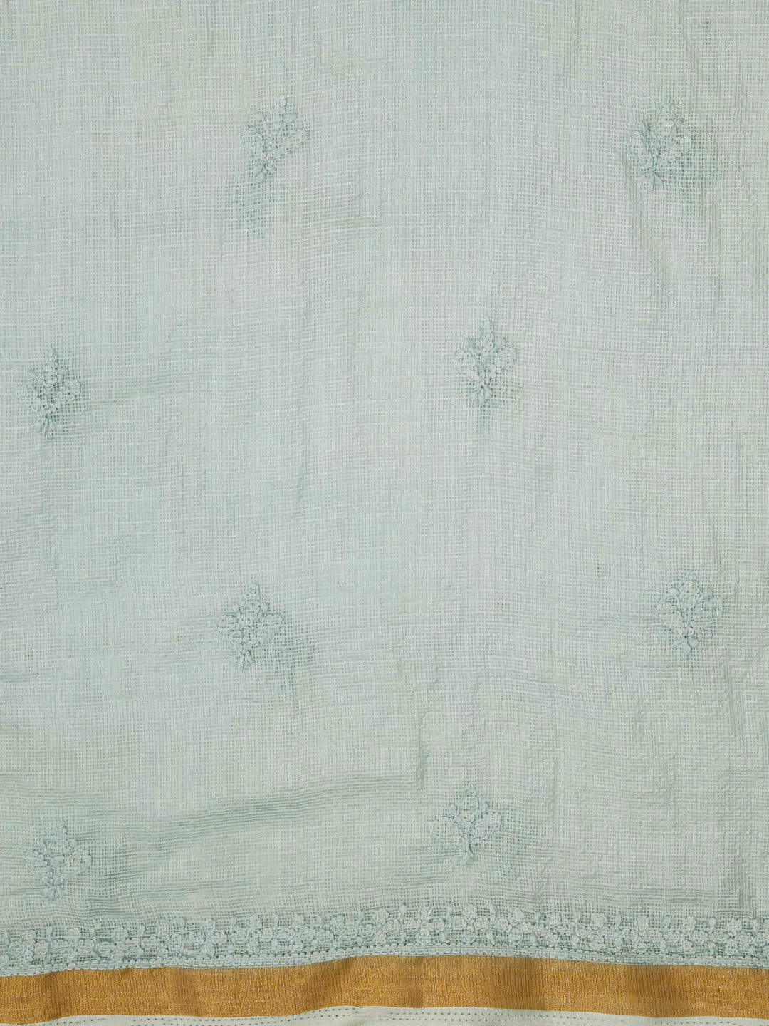 Ada Hand Embroidered Pastel Mint Green Kota Chanderi Lucknowi Chikankari Unstitched Kurta Dupatta Set 01A409802