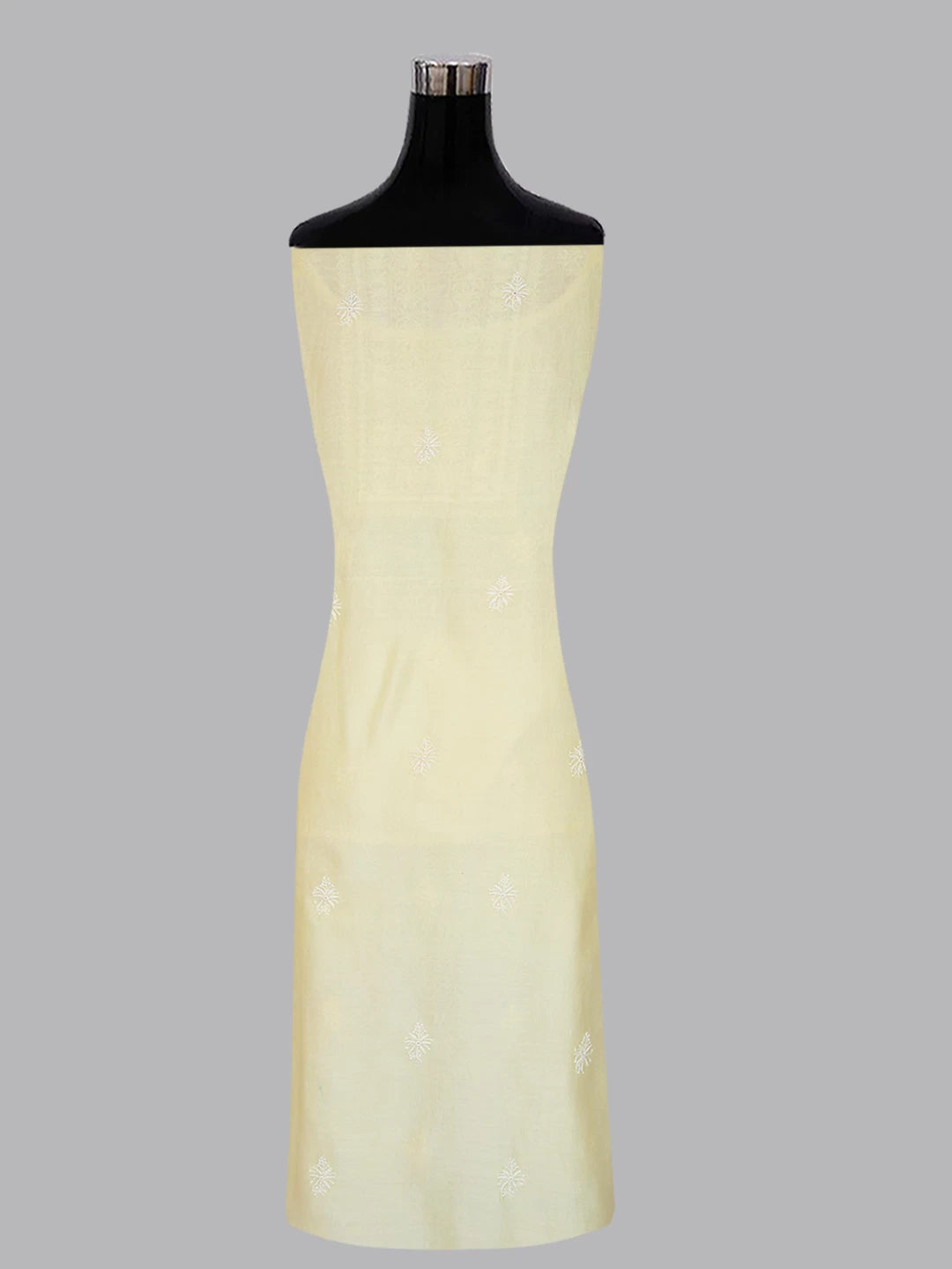 Ada Hand Embroidered Lemon Chanderi Lucknowi Chikankari Unstitched Kurta Dupatta Set 01A288323