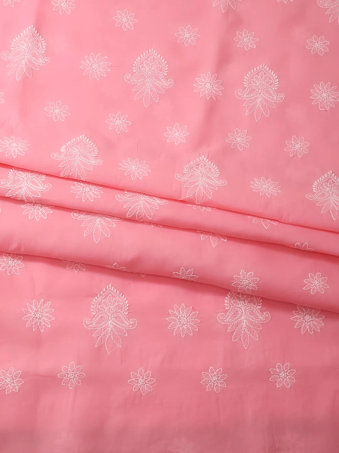 Ada Hand Embroidered Carrot Pink Cotton Lucknowi Chikankari Unstitched Suit Piece A211283