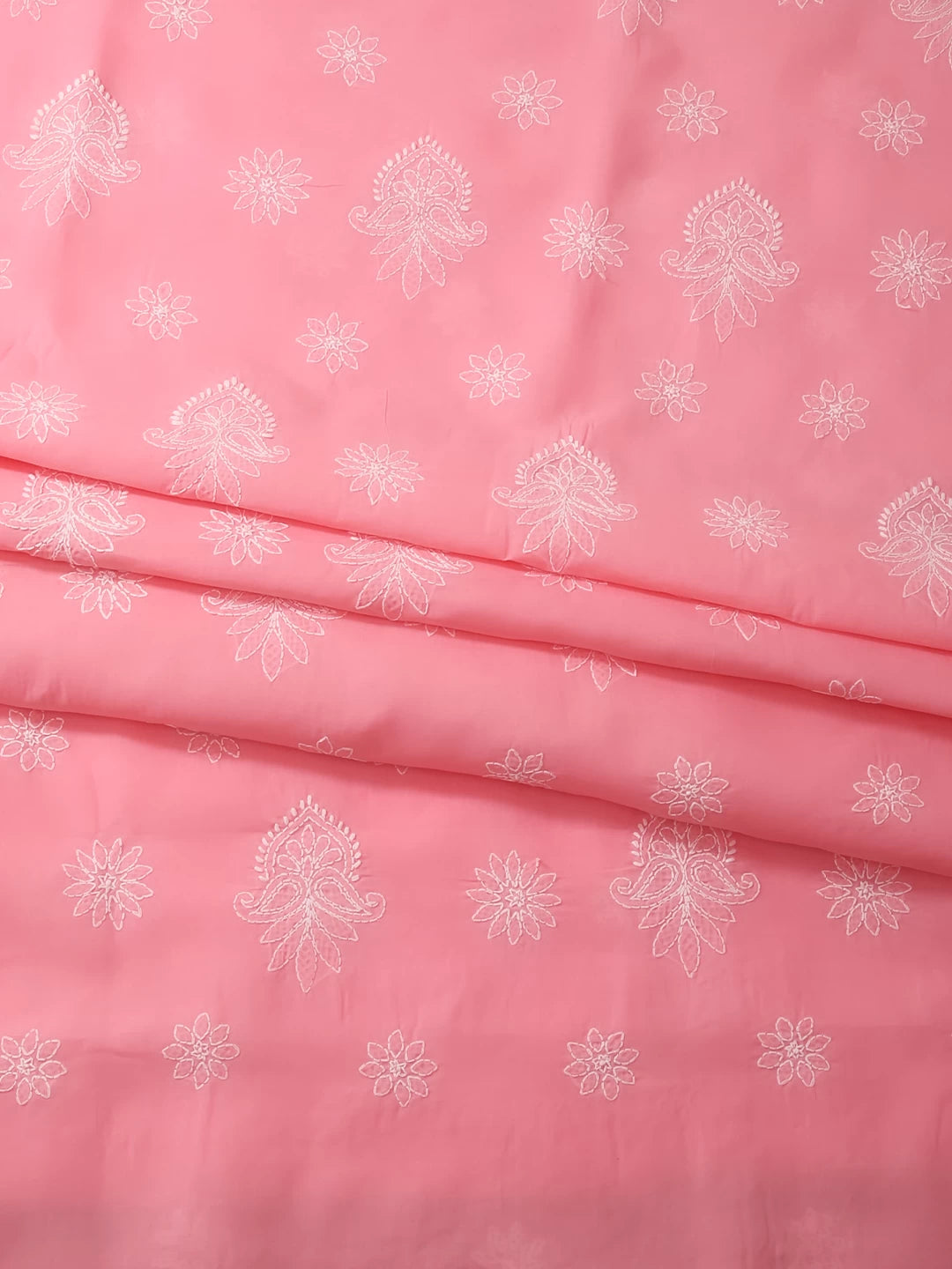 Ada Hand Embroidered Carrot Pink Cotton Lucknowi Chikankari Unstitched Suit Piece A211283