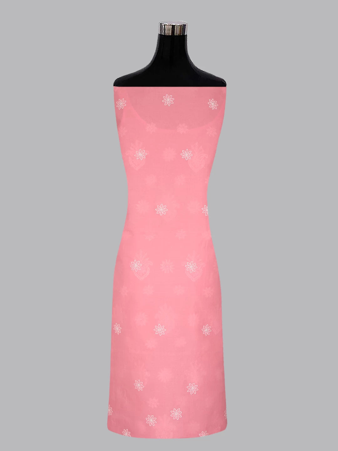 Ada Hand Embroidered Carrot Pink Cotton Lucknowi Chikankari Unstitched Suit Piece A211283