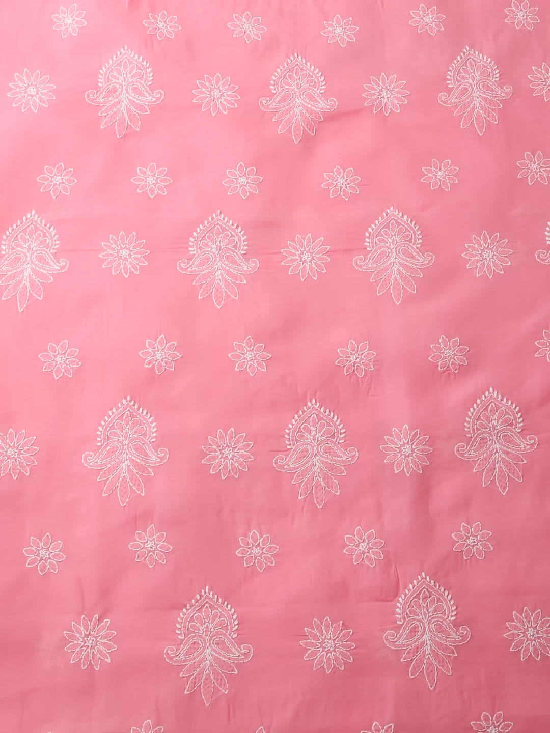 Ada Hand Embroidered Carrot Pink Cotton Lucknowi Chikankari Unstitched Suit Piece A211283