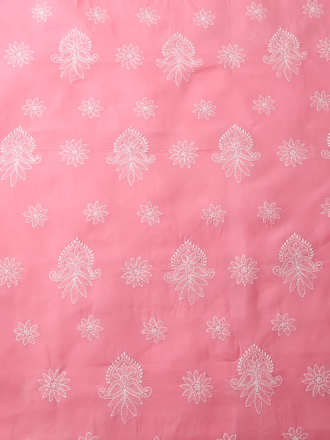 Ada Hand Embroidered Carrot Pink Cotton Lucknowi Chikankari Unstitched Suit Piece A211283