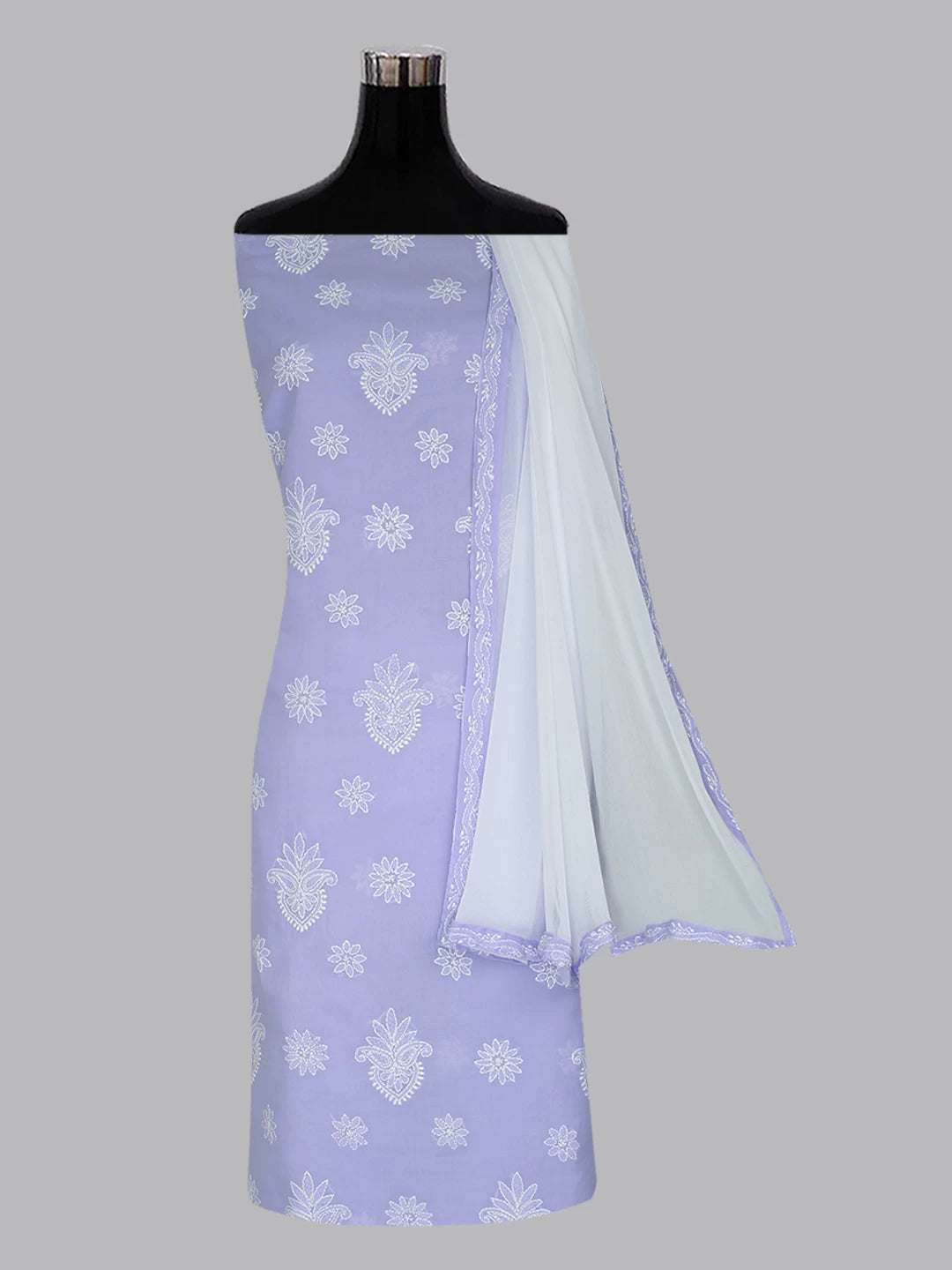 Ada Hand Embroidered Mauve Cotton Lucknowi Chikankari Unstitched Suit Piece A211282